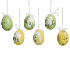 Пасхальные украшения Яйца Happy Sappy Easter 6 см, 6 шт, подвеска Kaemingk фото 5