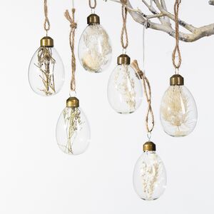 Пасхальные украшения Яйца Весенние Цветы 6 см, 6 шт, стекло, подвеска (Kaemingk, Нидерланды). Артикул: 803446-1