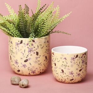 Набор декоративных кашпо Франсуаза 10-12 см, 2 шт, желтый, керамика Kaemingk фото 4