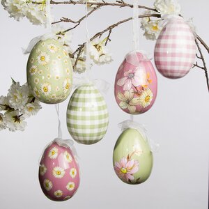 Пасхальные украшения Яйца Flower Easter 12 см, 6 шт, подвеска (Kaemingk, Нидерланды). Артикул: 805862-набор