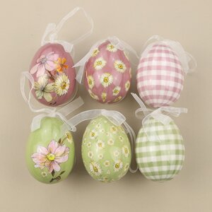 Пасхальные украшения Яйца Flower Easter 6 см, 6 шт, подвеска Kaemingk фото 3