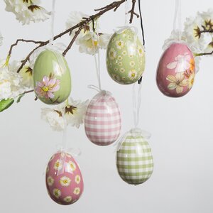 Пасхальные украшения Яйца Flower Easter 8 см, 6 шт, подвеска (Kaemingk, Нидерланды). Артикул: 805864