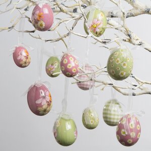 Пасхальные украшения Яйца Flower Easter 4-6 см, 12 шт, подвеска Kaemingk фото 1