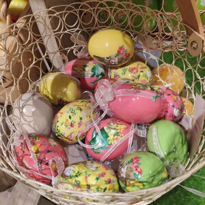 Декоративные пасхальные яйца с лентами Весенние трели 6 см, 6 шт, подвеска Kaemingk фото 2