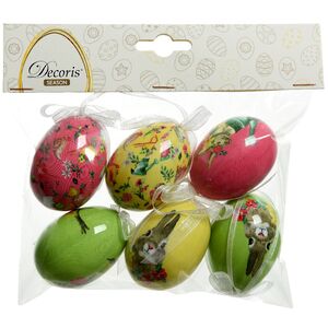 Декоративные пасхальные яйца с лентами Весенние трели 6 см, 6 шт, подвеска Kaemingk (Кейминг) фото 3