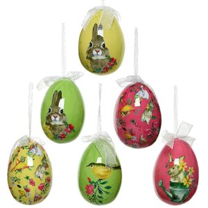 Декоративные пасхальные яйца с лентами Весенние трели 8 см, 6 шт, подвеска Kaemingk (Кейминг) фото 2