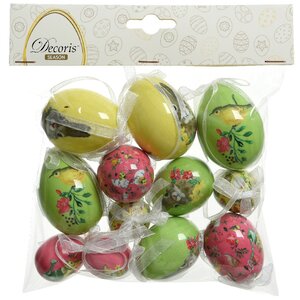 Декоративные пасхальные яйца с лентами Весенние трели 4-6 см, 12 шт, подвеска Kaemingk фото 3