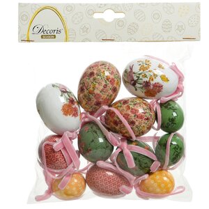 Пасхальные украшения Яйца с лентами - Полевые цветы 4-6 см, 12 шт, подвеска Kaemingk фото 2
