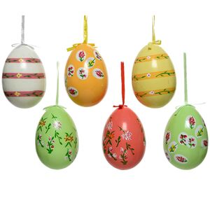 Декоративные пасхальные яйца с лентами Весенняя нежность 8 см, 6 шт, подвеска Kaemingk (Кейминг) фото 2