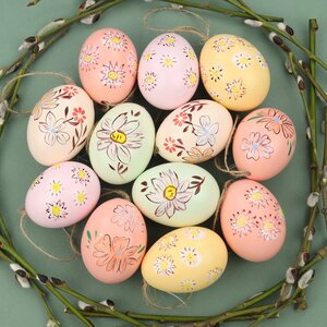Пасхальные украшения Яйца Sunny Easter 6 см, 12 шт, натуральные Kaemingk фото 1