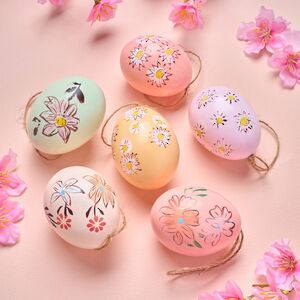 Подвесные украшения Яйца Солнечная Пасха 6 см, 6 шт, натуральные Kaemingk (Кейминг) фото 5