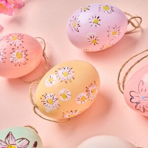 Подвесные украшения Яйца Солнечная Пасха 6 см, 6 шт, натуральные Kaemingk (Кейминг) фото 2