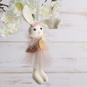 Подвесное украшение Зайка Камилла в розовом платье 12 см (Kaemingk, Нидерланды). Артикул: 808288-1-1