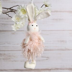 Подвесное украшение Зайка Айрис в розовом наряде 18 см (Kaemingk, Нидерланды). Артикул: 808289-2