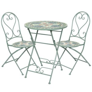 Комплект садовой мебели с мозаикой Ривьера: 1 стол + 3 стула (Kaemingk, Нидерланды). Артикул: ID63344