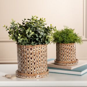 Набор декоративных кашпо Арес Людовичи с поддонами 9-13 см, 2 шт