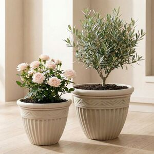 Набор декоративных кашпо Фарнезе 27-34 см белый, 2 шт, пластик