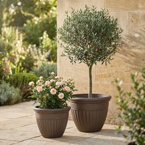 Набор декоративных кашпо Фарнезе 27-34 см коричневый, 2 шт, пластик