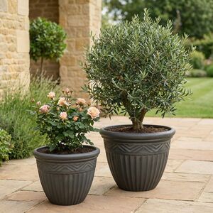 Набор декоративных кашпо Фарнезе 27-34 см серый, 2 шт, пластик