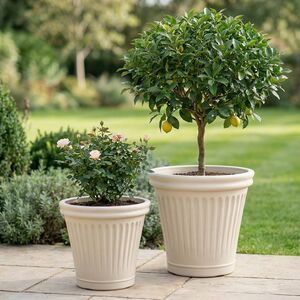 Набор декоративных кашпо Отриколи 31-39 см белый, 2 шт, пластик