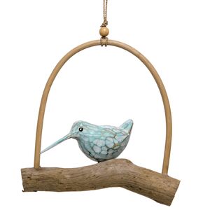 Декоративное украшение для дома Птичка Эйприл 26 см голубая (Kaemingk, Нидерланды). Артикул: 860061-2