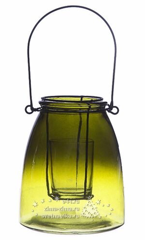 Подсвечник Таинственный Фонарь с ручкой, 12*14 см, зеленый (Billiet, Бельгия). Артикул: 862122