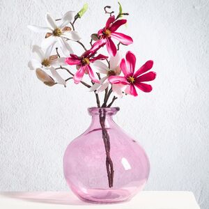 Стеклянная ваза-бутылка Нувола 18 см розовая