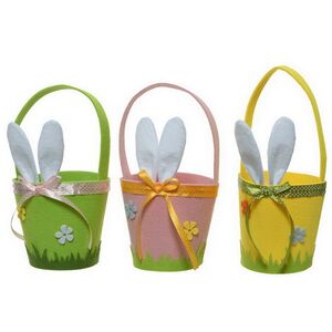 Декоративная корзинка для подарков Сюрприз от Зайки 30 см розовая Kaemingk (Кейминг) фото 4