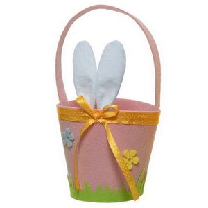 Декоративная корзинка для подарков Сюрприз от Зайки 30 см розовая Kaemingk (Кейминг) фото 3