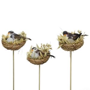 Набор украшений на палочке Пасхальные Гнездышки 35 см, 3 шт Kaemingk (Кейминг) фото 4