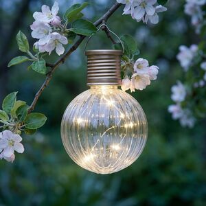Подвесной светильник на солнечной батарее Тинзель 11*8 см с теплыми белыми LED, прозрачный, IP44
