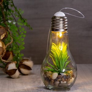 Декоративный светильник Лампочка Флора 19 см с зеленым цветком, батарейки Kaemingk фото 1