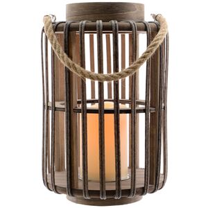 Деревянный фонарь со свечой Борнео 30 см, батарейки (Kaemingk, Нидерланды). Артикул: 894326