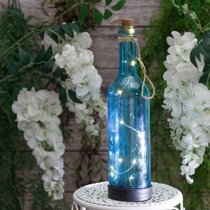 Садовый светильник - бутылка Solar Firefly на солнечной батарее 31 см, 10 теплых белых LED ламп, голубой, IP44 Kaemingk фото 3