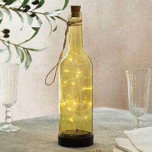 Садовый светильник - бутылка Solar Firefly на солнечной батарее 31 см, 10 теплых белых LED ламп, светло-оливковый, IP44 (Kaemingk, Нидерланды). Артикул: 894669-4