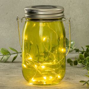 Подвесной солнечный светильник Банка Solar Fairy 14 см, 10 теплых белых LED ламп, оливковый, IP44 Kaemingk фото 1