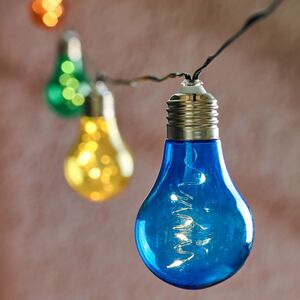 Гирлянда лампочки на солнечной батарее Solar Colors, 10 разноцветных ламп с теплым белым свечением с мерцанием, 4.5 м, черный ПВХ, IP44 Kaemingk (Кейминг) фото 5