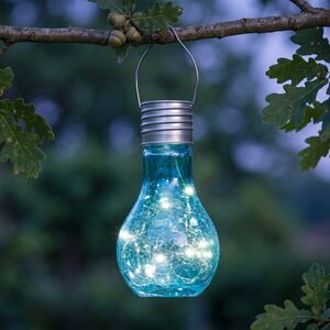 Подвесной солнечный светильник Лампочка Лендлер 17 см с теплыми белыми LED, бирюзовый, IP44