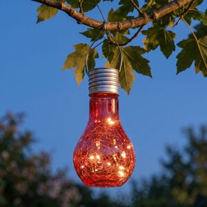 Подвесной солнечный светильник Лампочка Лендлер 17 см с теплыми белыми LED, коралловый, IP44