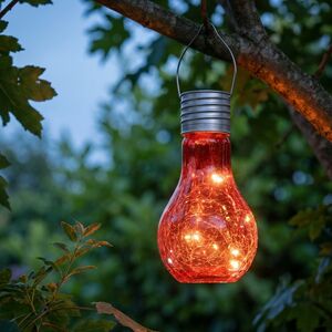 Подвесной солнечный светильник Лампочка Лендлер 17 см с теплыми белыми LED, коралловый, IP44 Kaemingk (Кейминг) фото 4