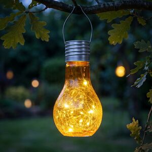 Подвесной солнечный светильник Лампочка Лендлер 17 см с теплыми белыми LED, оранжевый, IP44 Kaemingk (Кейминг) фото 4