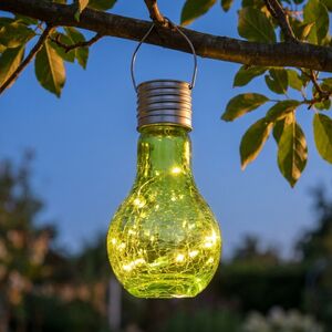 Подвесной солнечный светильник Лампочка Лендлер 17 см с теплыми белыми LED, салатовый, IP44