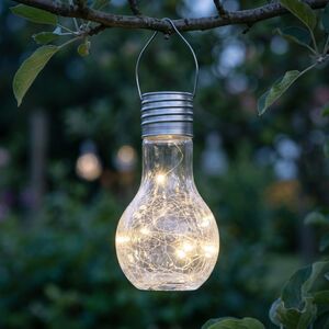 Подвесной солнечный светильник Кристальная Лампочка 17 см с теплыми белыми LED, IP44
