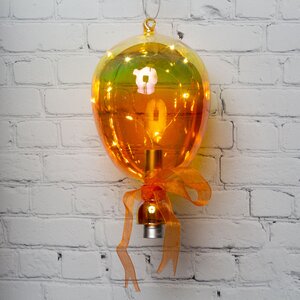 Подвесной светильник Воздушный Шарик Скай 21 см с теплыми белыми LED, оранжевый, на батарейках, стекло (Kaemingk, Нидерланды). Артикул: ID64606