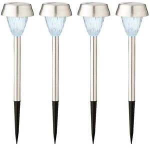 Набор садовых фонарей на солнечной батарее Solar Una 24 см, 4 шт, c холодными белыми LED, IP44 Kaemingk фото 3