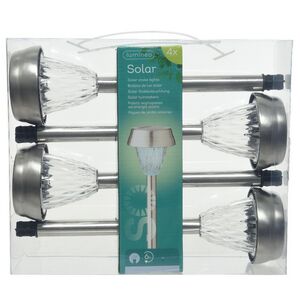 Набор садовых фонарей на солнечной батарее Solar Una 24 см, 4 шт, c холодными белыми LED, IP44 Kaemingk фото 5