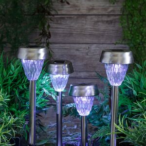 Набор садовых фонарей на солнечной батарее Solar Una 24 см, 4 шт, c холодными белыми LED, IP44 Kaemingk фото 2