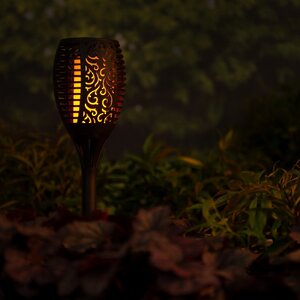 Садовый фонарь - факел Solar Flame на солнечной батарее 63*12 см с эффектом пламени, черный, IP44 Kaemingk фото 2