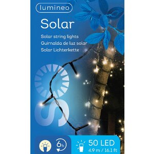 Гирлянда на солнечной батарее Lumineo Solar Caro 4.9 м, 50 теплых белых LED ламп, черный ПВХ, контроллер, IP44 Kaemingk фото 4