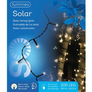 Гирлянда на солнечной батарее Lumineo Solar Caro 19.9 м, 200 теплых белых LED ламп, черный ПВХ, контроллер, IP44 Kaemingk (Кейминг) фото 4